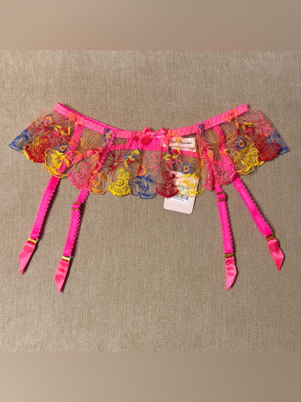 Agent Provocateur Zuri Suspender ~ Brights /Multicolor Pink ~ AP Size 6 ~ NWT
